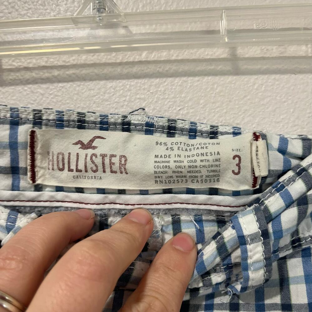 Hollister Blue Gingham Shorts Cottagecore Y2K Summer Preppy Mini Shorts - Picture 3 of 6